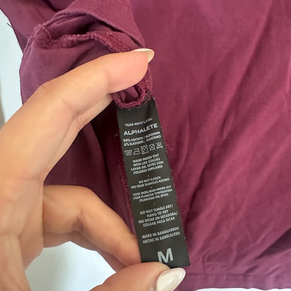 Alphalete PBNS Oversized Long Sleeve Shirt Men’s Size M Maroon Black Stripe - Picture 5 of 5